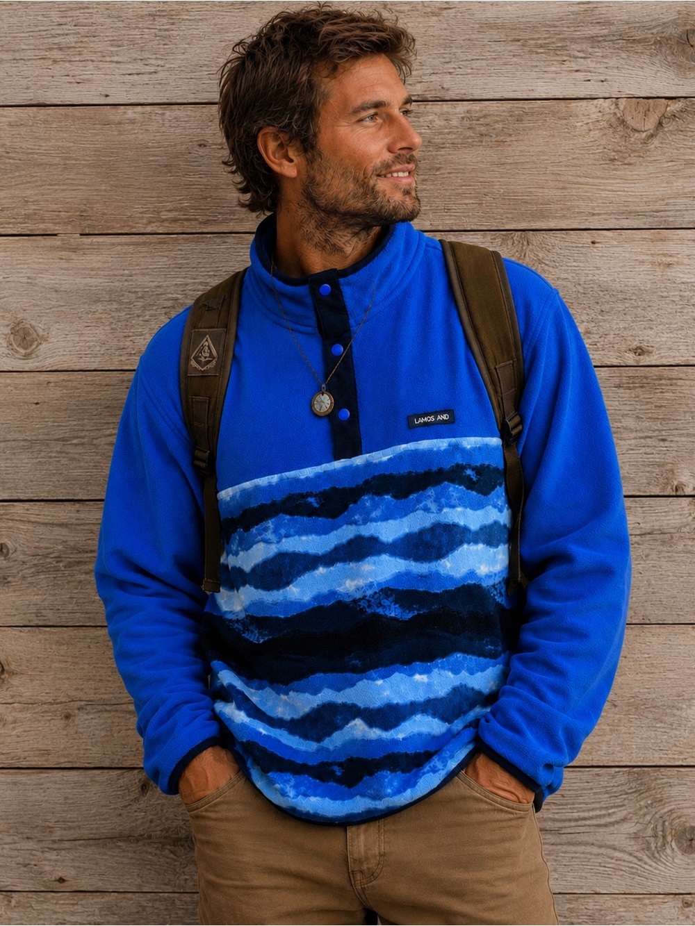 NWT Lands' End Men's Heritage Fleece Snap Neck Pullover in the Radiant Blue XL